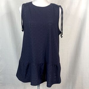MICHAEL Michael Kors Navy Sleeveless Peplum Top- NWT
